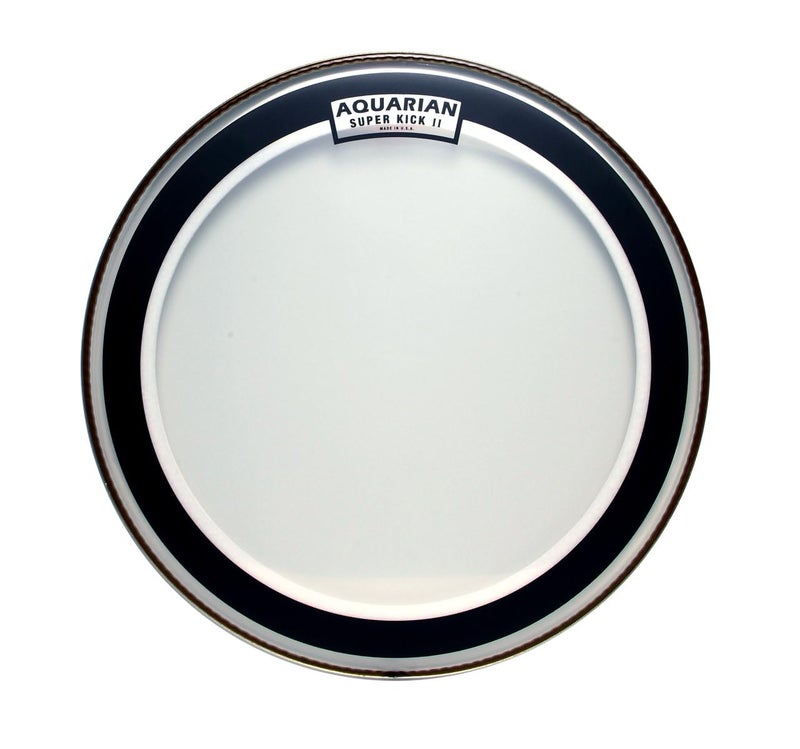 Aquarian Drumheads SKPII22BK Super-Kick II Prepack 22-inch Bass Drum Head, gloss black - Image 1
